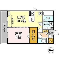 JR東海道本線 穂積駅 徒歩18分の賃貸アパート 3階1LDKの間取り