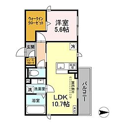 JR東海道本線 穂積駅 徒歩18分の賃貸アパート 3階1LDKの間取り