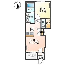 JR常磐線 ひたち野うしく駅 8.5kmの賃貸アパート 1階1LDKの間取り