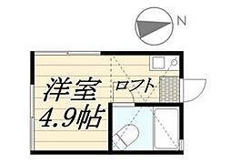 ピュアハウス藤棚三番館 2階ワンルームの間取り