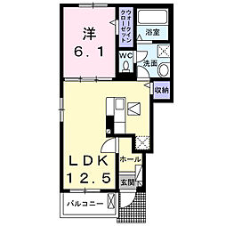 レガリア 1階1LDKの間取り