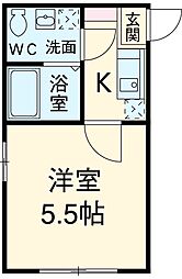 アビターレ杉田 1階1Kの間取り