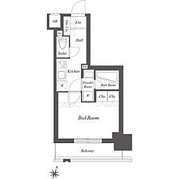 京王線 幡ヶ谷駅 徒歩5分の賃貸マンション 7階1Kの間取り