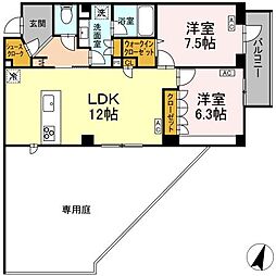 つくばエクスプレス 守谷駅 徒歩10分の賃貸マンション 1階2LDKの間取り