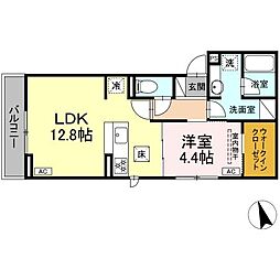 近鉄名古屋線 近鉄四日市駅 徒歩13分の賃貸アパート 1階1LDKの間取り