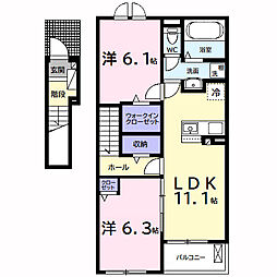 （仮）長浦駅前1丁目アパート 2階2LDKの間取り