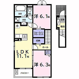 （仮）長浦駅前1丁目アパート 2階2LDKの間取り