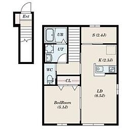 西武池袋線 ひばりヶ丘駅 徒歩4分の賃貸アパート 2階1SLDKの間取り