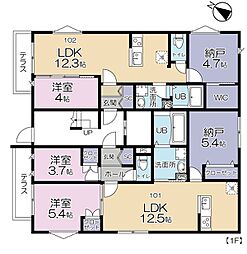 東京メトロ半蔵門線 押上駅 徒歩5分の賃貸マンション 1階1SLDKの間取り