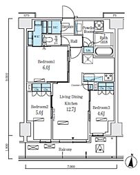 東京メトロ南北線 志茂駅 徒歩8分の賃貸マンション 5階3LDKの間取り