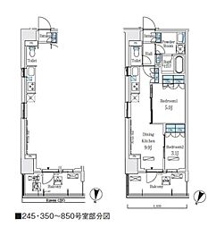 東京メトロ南北線 志茂駅 徒歩8分の賃貸マンション 3階2DKの間取り