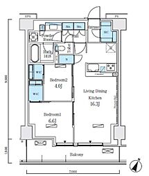 東京メトロ南北線 志茂駅 徒歩8分の賃貸マンション 5階2LDKの間取り