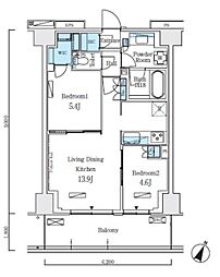 東京メトロ南北線 志茂駅 徒歩8分の賃貸マンション 3階2LDKの間取り