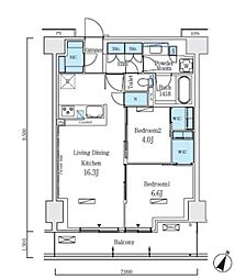 東京メトロ南北線 志茂駅 徒歩8分の賃貸マンション 4階2LDKの間取り