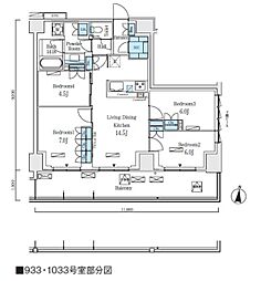 東京メトロ南北線 志茂駅 徒歩8分の賃貸マンション 9階4LDKの間取り
