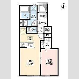 つくばエクスプレス 六町駅 徒歩23分の賃貸アパート 1階1LDKの間取り