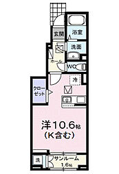パフュームI 104 1階ワンルームの間取り
