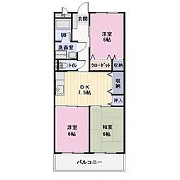 四日市あすなろう 赤堀駅 徒歩6分の賃貸マンション 4階3DKの間取り