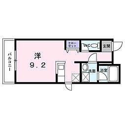 JR東海道本線 静岡駅 徒歩9分の賃貸マンション 2階ワンルームの間取り