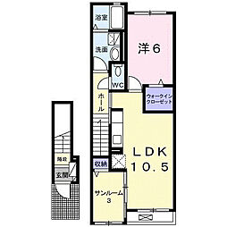 JR横浜線 淵野辺駅 バス12分 桜台2丁目下車 徒歩2分の賃貸アパート 2階1LDKの間取り