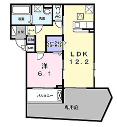 京都地下鉄東西線 椥辻駅 徒歩6分の賃貸アパート 1階1LDKの間取り