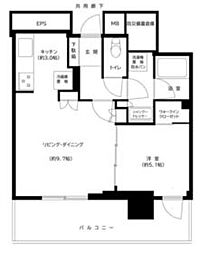 大宮スカイ＆スクエア　ザ・レジデンス 3階1LDKの間取り