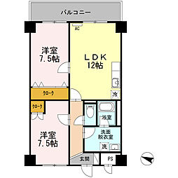 ラ・プランタン 2階2LDKの間取り