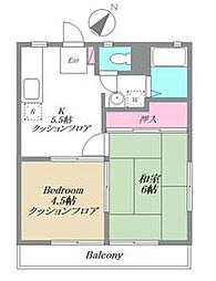 JR京浜東北・根岸線 川口駅 徒歩29分の賃貸アパート 2階2Kの間取り