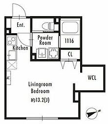 都営新宿線 曙橋駅 徒歩5分の賃貸マンション 3階ワンルームの間取り