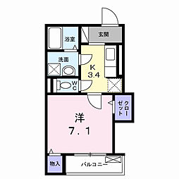 京阪交野線 宮之阪駅 徒歩8分の賃貸アパート 2階1Kの間取り