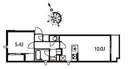 アジールコート東大井 4階1LDKの間取り