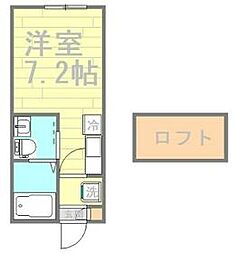 コスタ・コッレ桜木町 2階ワンルームの間取り