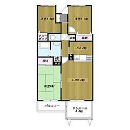 京急本線 南太田駅 徒歩5分の賃貸マンション 8階3LDKの間取り