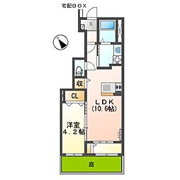 名鉄名古屋本線 小田渕駅 徒歩13分の賃貸アパート 1階1LDKの間取り