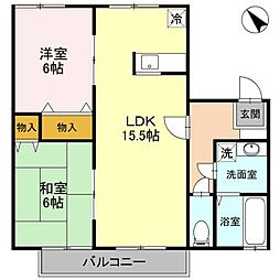 エクセレントワイケイ　Ａ 1階2LDKの間取り