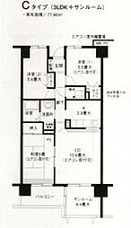 横浜市営地下鉄ブルーライン 吉野町駅 徒歩4分の賃貸マンション 8階3LDKの間取り