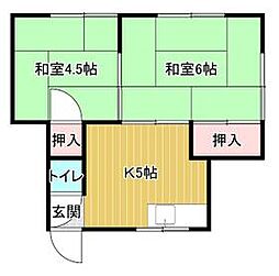 JR鶴見線 浅野駅 徒歩14分の賃貸アパート 2階2Kの間取り