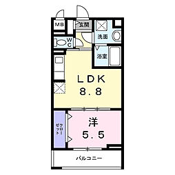 東武東上線 下赤塚駅 徒歩17分の賃貸アパート 2階1LDKの間取り