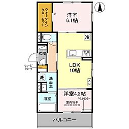 阪急京都本線 西京極駅 徒歩14分の賃貸アパート 2階2LDKの間取り