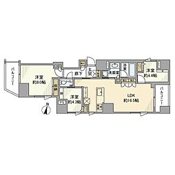 ＧＲＥＥＮ　ＰＡＲＫ　文京白山 3階3LDKの間取り