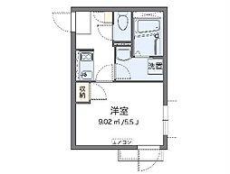 クレイノニューセイワハイツ 2階1Kの間取り
