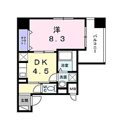 京急久里浜線 京急久里浜駅 徒歩3分の賃貸マンション 6階1DKの間取り