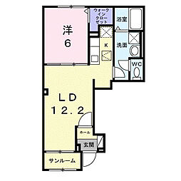東武東上線 東松山駅 バス15分 パークタウン五領下車 徒歩6分の賃貸アパート 1階1LDKの間取り