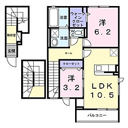 ドルチェビータ　III 3階2LDKの間取り