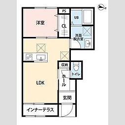 リーブルファイン葛飾西水元 1階1LDKの間取り