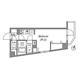 JR山手線 田端駅 徒歩10分の賃貸マンション 2階ワンルームの間取り