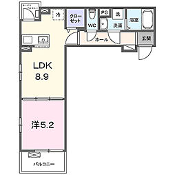 ＦｏｒｚａＤＫIII 2階1LDKの間取り