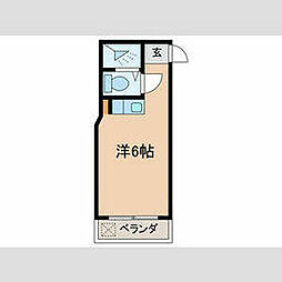 小田急小田原線 祖師ヶ谷大蔵駅 徒歩7分の賃貸マンション 2階ワンルームの間取り