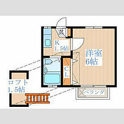 ポライト 2階1Kの間取り