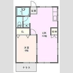 君津ハイツ 1階1LDKの間取り
